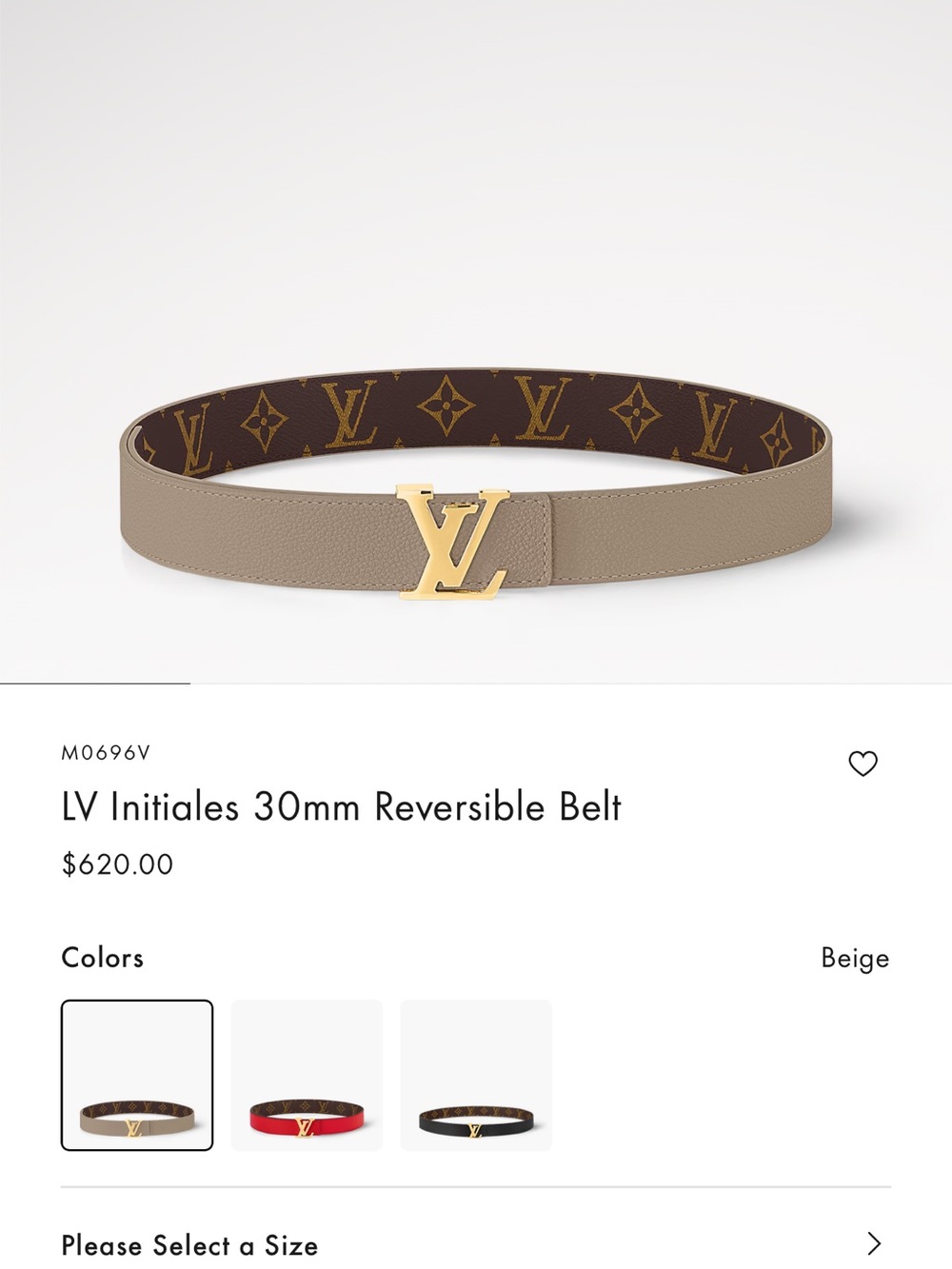 Louis Vuitton Beige and Brown Reversible LV Initiales 30mm Belt
